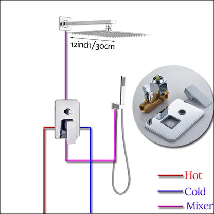DecorBites™ 16" Big Rain Shower Faucet Set with Handshower & Brass Spout