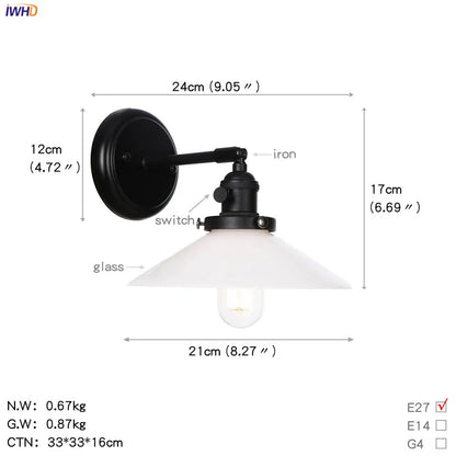 DecorBites™ Glass Ball Wall Light Switch Hallway Bathroom Mirror Stair Black Wall Sconce