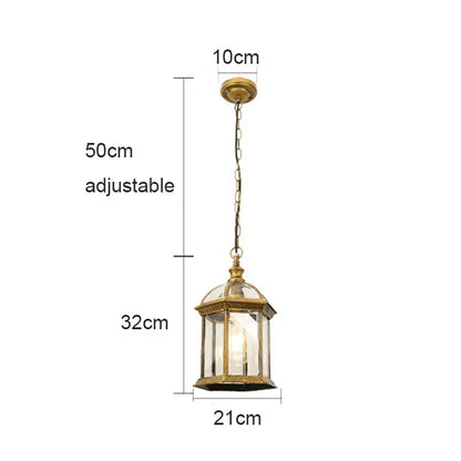 DecorBites™ Black Rustic Outdoor Hanging Lantern Light with Clear Glass Flush Mount Fixture