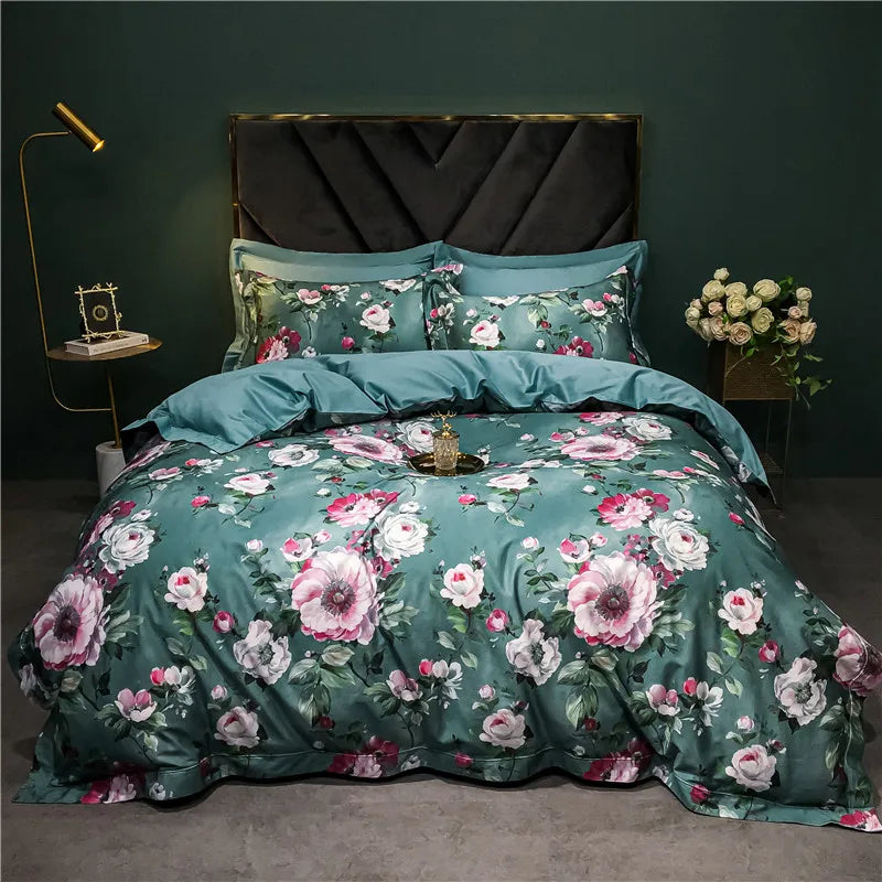 DecorBites™ 1400TC Egyptian Cotton Bird Floral Bedding Set - Luxury 4Pcs