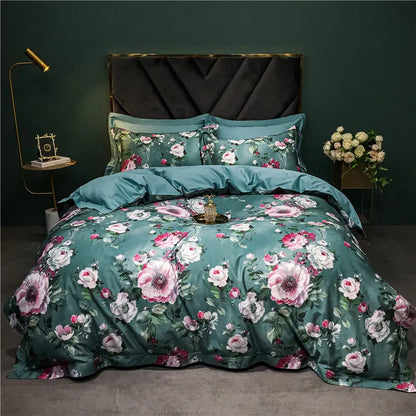 DecorBites™ 1400TC Egyptian Cotton Bird Floral Bedding Set - Luxury 4Pcs