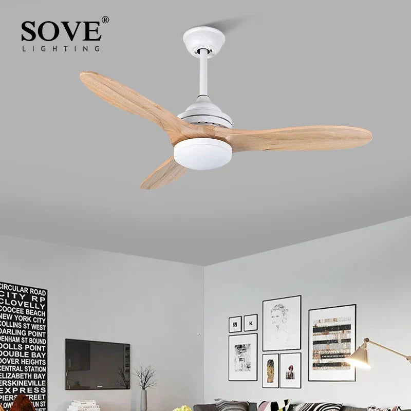 DecorBites™ Black Wood Industrial Ceiling Fan Remote Control DC 220v