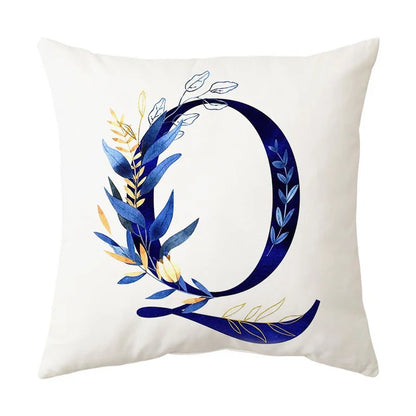 DecorBites™ Blue Alphabet Flower Letter Pillowcase for Home Decor