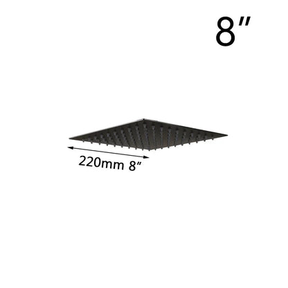DecorBites™ 8-20" Black Ultra-thin Rain Shower Head for Bathroom Square Rainfall Faucet