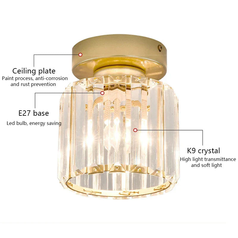 DecorBites™ Crystal Ceiling Lights: Modern Living Room Bedroom Decorative Lamp with E27 Bulb Socket