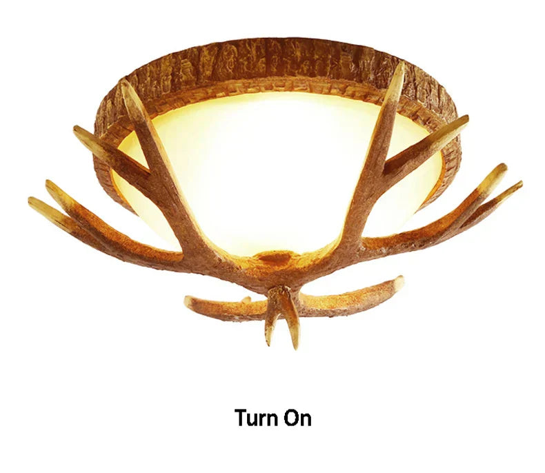 DecorBites™ Antler Resin Glass Ceiling Light American Country Retro Style Home Decor