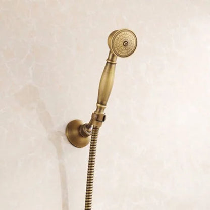 DecorBites™ Antique Brass Shower Faucet Set with Rain Head, Hand Shower, Hose & Valve
