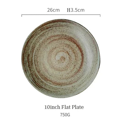 DecorBites™ Japanese Style Handmade Stoneware Dinnerware Set - Round Plates and Bowls