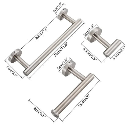 DecorBites™ Bathroom Hardware Set: Towel Bar, Robe Hook, Rack, Shelf, Tissue Holder, Hook