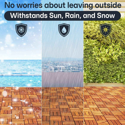 Tranquillo Solid Wood Premium Deck Tiles set 10 for Stylish Outdoor Spaces