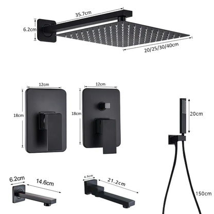DecorBites™ Black Shower Set with Handshower and Rotate Bath Spout