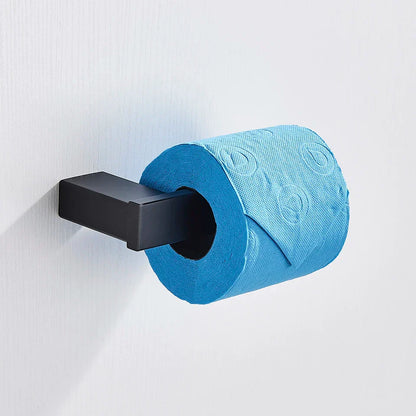 DecorBites™ Black Bathroom Hardware Set: Robe Hook, Towel Rail, Rack, Shelf, Tissue Holder & More