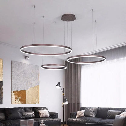 DecorBites™ Brushed Gold LED Chandelier Rings Ceiling Mounted Lighting