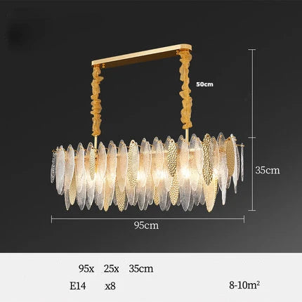 DecorBites™ Art Deco Glass Iron LED Chandelier for Dinning Room