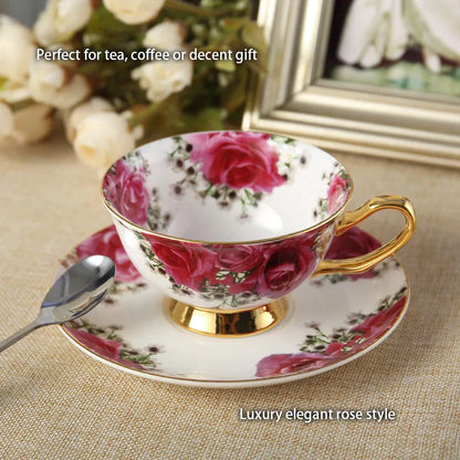 DecorBites™ Bone China Tea Set: Cup, Saucer, Mug, Sugar Pot, Jug, Teapot