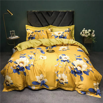 DecorBites™ 1400TC Egyptian Cotton Bird Floral Bedding Set - Luxury 4Pcs