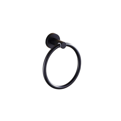 DecorBites™ Black Stainless Steel Bathroom Set: Robe Hook, Towel Rail, Shelf, Tissue Holder