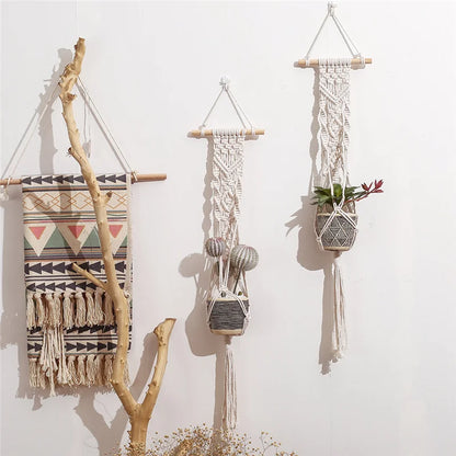 DecorBites™ Boho Macrame Plant Hanger Basket Wall Art Hanging Home Decor