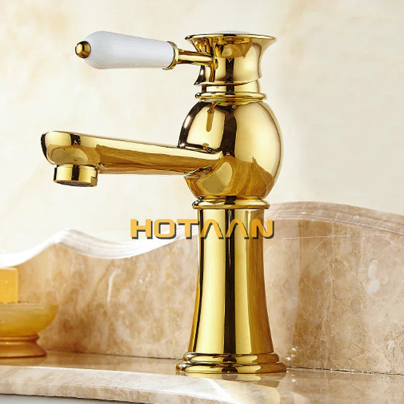 ™ Gold Basin Faucet with Ceramic Mixer Tap for Bathroom