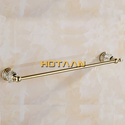DecorBites™ Golden Crystal Single Towel Bar - Stainless Steel Bathroom Rack