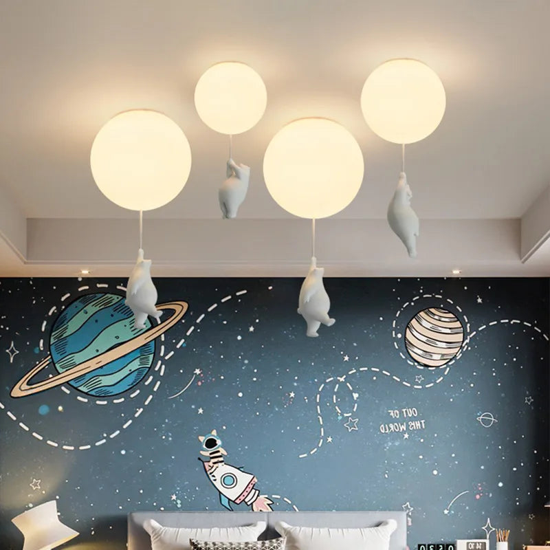 DecorBites™ Cartoon Bear Ceiling Light for Kids' Rooms, LED Fixture Bedroom Decor