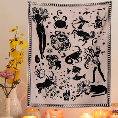 DecorBites™ Constellation Tarot Boho Tapestry Wall Hanging Trippy Sun Moon Decor