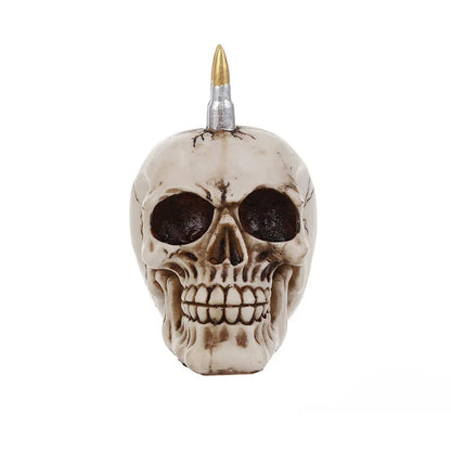 DecorBites™ 15cm Resin Skull Head Bullet Handicraft Decor Statue Halloween Props