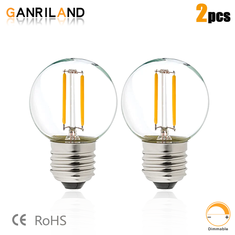 DecorBites™ LED String Lights Retro Edison E27 Bulbs 2PCS G40 1W Warm White 2700K
