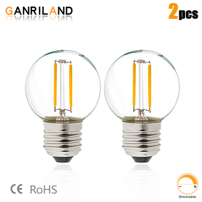 DecorBites™ LED String Lights Retro Edison E27 Bulbs 2PCS G40 1W Warm White 2700K