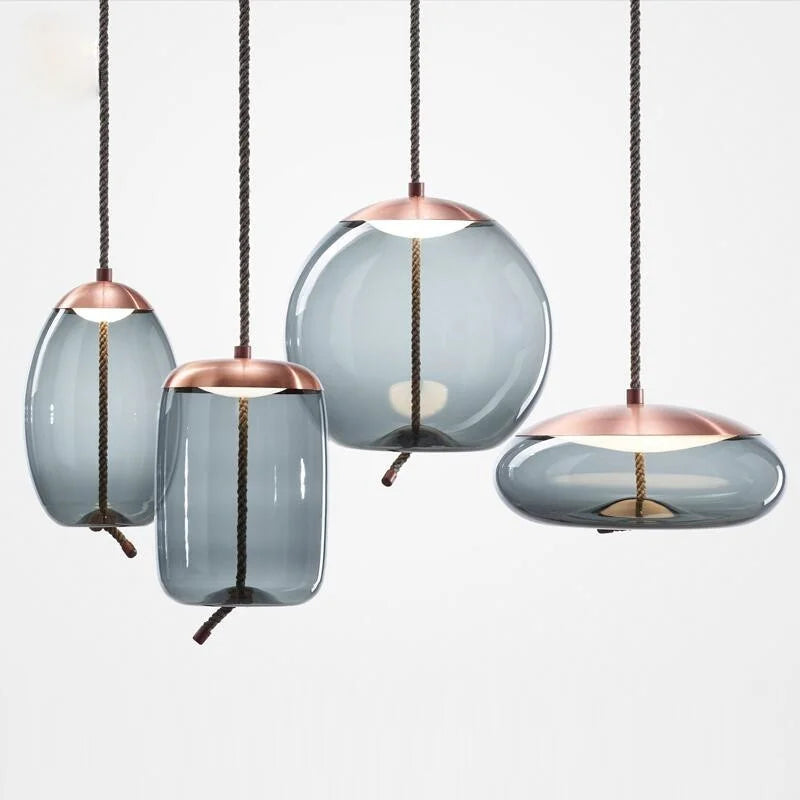 ™ Hemp Rope Knot Pendant Lights - Suspendu Glass Hanging Lamp