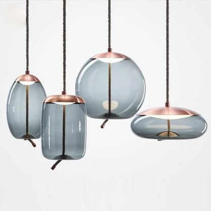 ™ Hemp Rope Knot Pendant Lights - Suspendu Glass Hanging Lamp
