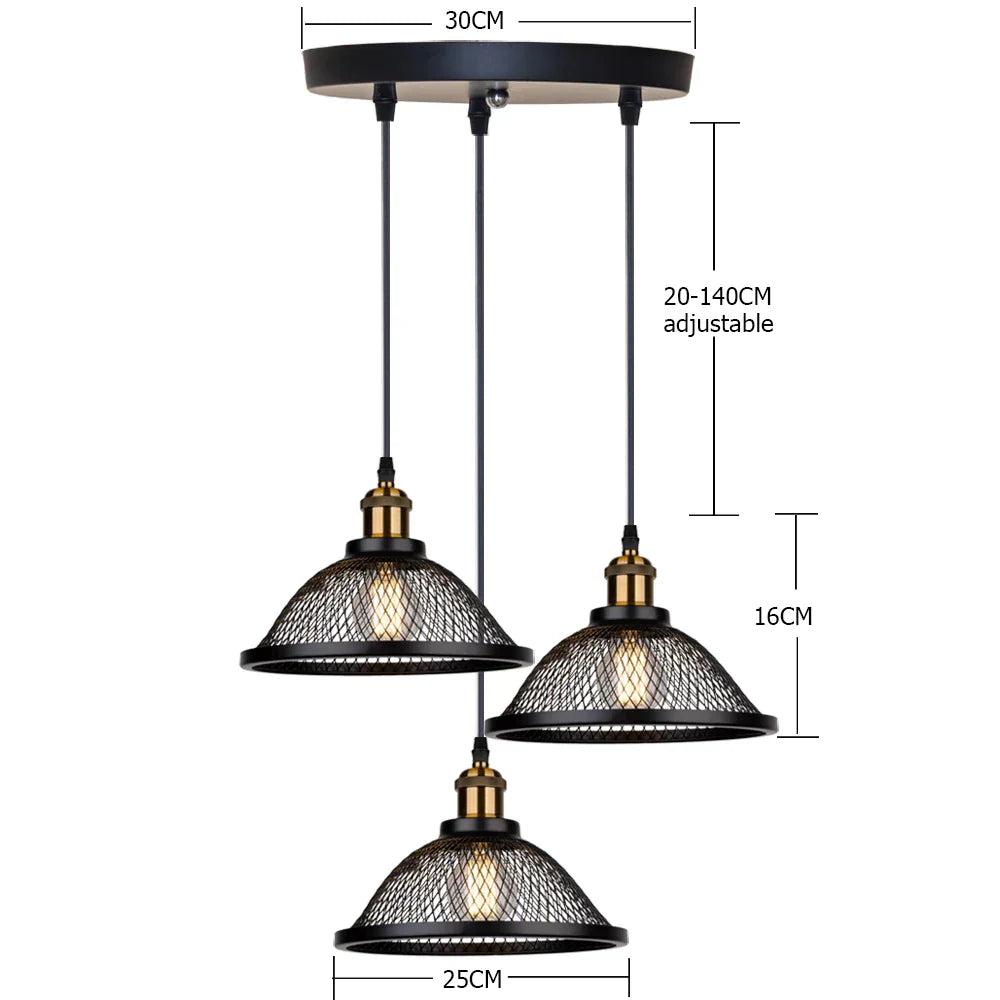 DecorBites™ Black Iron Net-Cage Pendant Light Fixture for Kitchen, Bedroom, Living Room, Restaurant