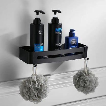 DecorBites™ Aluminum Black Bathroom Hardware Set: Towel Holder, Paper Holder, Corner Shelf, Towel Rack, Toilet Brush Holder