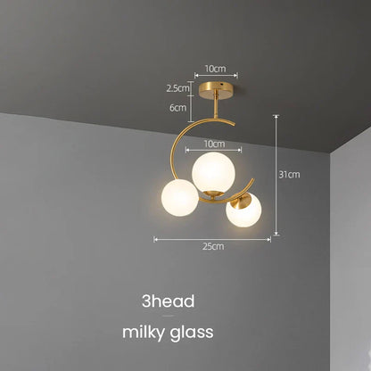 DecorBites™ Gold Glass Ball Chandelier for Living Room Kitchen Bedroom - 220V 110V