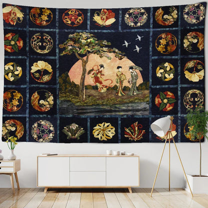 DecorBites™ Cactus Moon Starry Sky Tapestry - Psychedelic Hippie Boho Wall Hanging