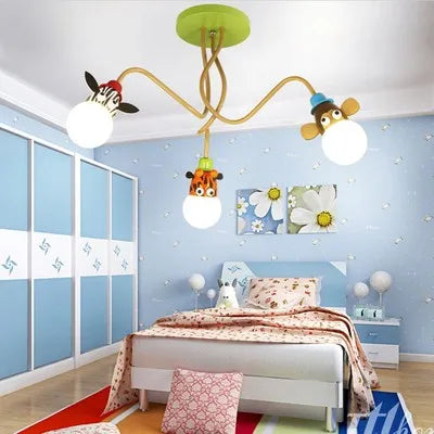 DecorBites™ Animal LED Ceiling Light: Monkey Zebra Giraffe Kids Lamp for Bedroom.