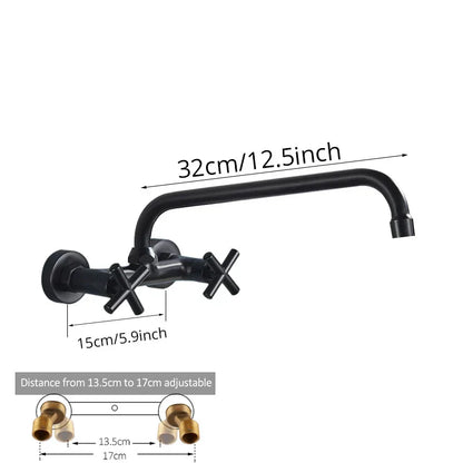 DecorBites™ Black Kitchen Faucet: Wall Mounted Swivel Mixer Tap for Bath Sink