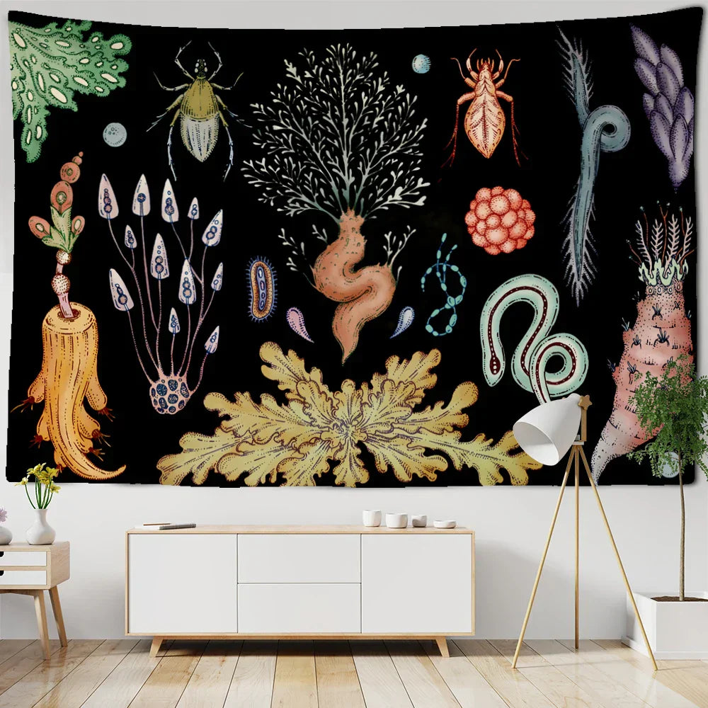 DecorBites™ Cactus Moon Starry Sky Tapestry - Psychedelic Hippie Boho Wall Hanging