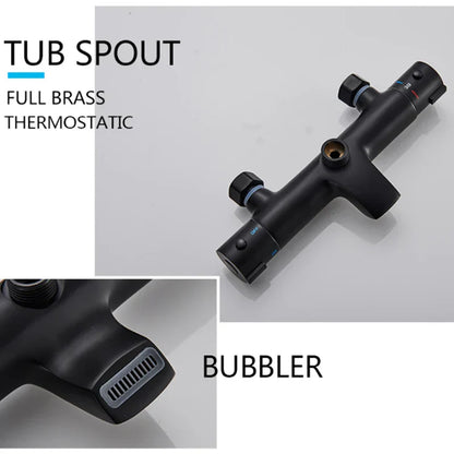 DecorBites™ Black Shower Faucet Set with Thermostatic Control and 8" Rainfall Head