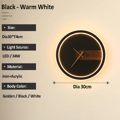 DecorBites™ Aluminum Clock Wall Lamp - Modern Led Sconce Light for Home, Hotel & Aisle