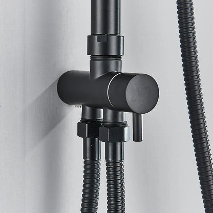 DecorBites™ Black Thermostatic Shower Faucet Set Chrome Wall Mount Rainfall Mixer Tap
