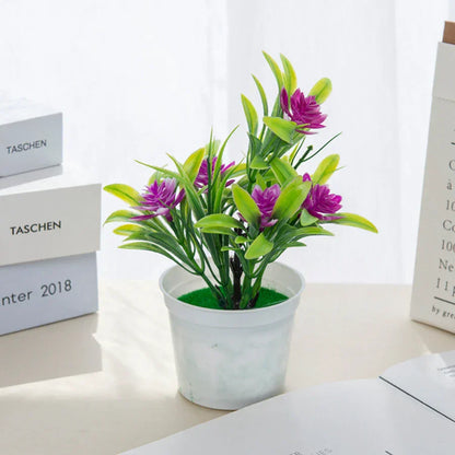 DecorBites™ Artificial Flowers Bonsai Vase Mini Potted Home Decor Wedding DIY Flowerpot
