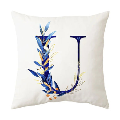 DecorBites™ Blue Alphabet Flower Letter Pillowcase for Home Decor