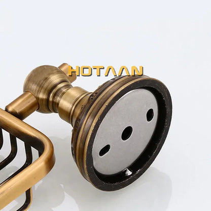 DecorBites™ Antique Brass Bathroom Soap Basket Wall Mount Soap Dish Holder.