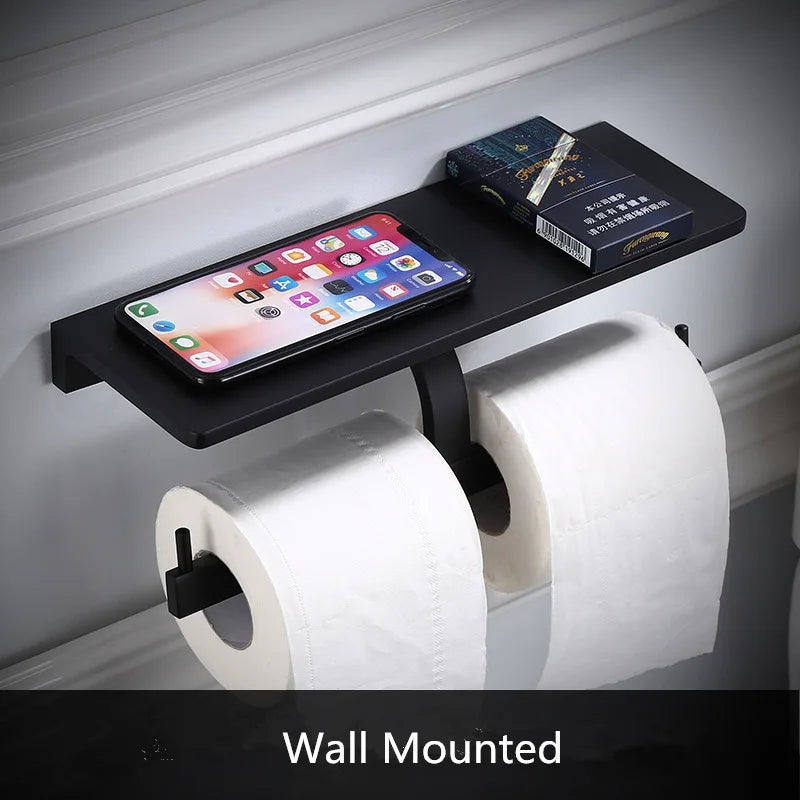 DecorBites™ Aluminum Bathroom Paper Holder with Phone Holder and Wall Mount