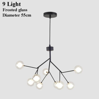 DecorBites™ Glass Ball Firefly LED Tree Branch Chandelier Industrial Black Lighting