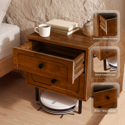 Savana Solid Wood 2-Drawer Nightstand