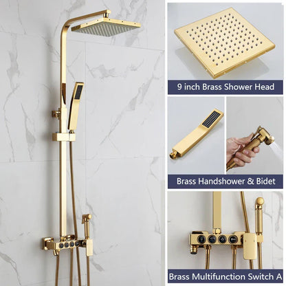 ™ Golden Shower Faucet Set with 8" Rainfall Shower, Wall Mounted Hand Shower