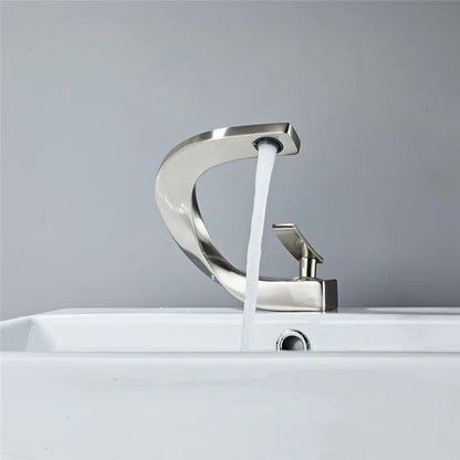 DecorBites™ Gold & White Bathroom Basin Faucet Deck Mounted Sink Tap, Brass with Rose Gold Accent