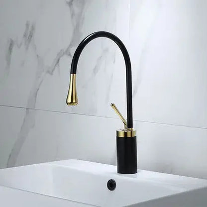 DecorBites™ Black Gold Basin Faucet - Swivel Kitchen Sink Water Crane with Hot and Cold Handles